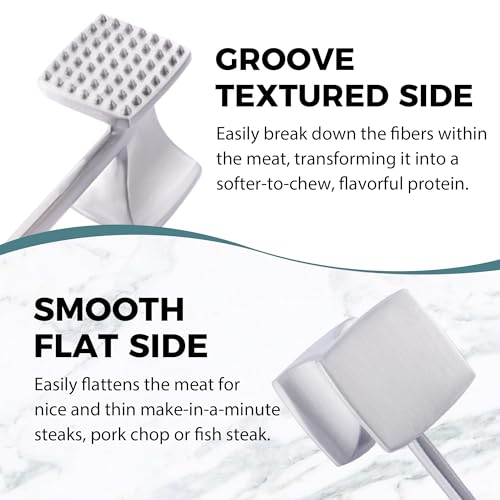 KITEXPERT Meat Tenderizer Hammer with Comfortable-Grip Handle, Dual-side Mallet for Kitchen, Heavy Duty Pounder For Tenderizing Steak, Beef and Fish, Pink - color: Pink