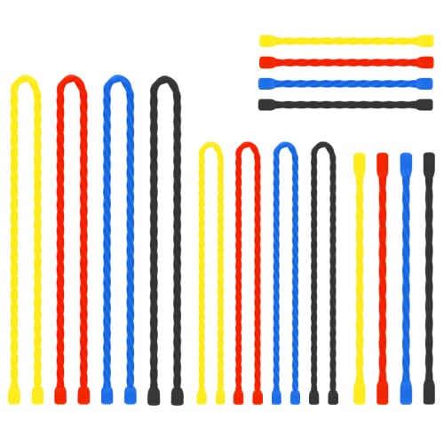 16Pcs 3 6 12 18inchs Silicone Cable Ties Reusable Steel-Core Silicone Twist Cable Tie Straps for Bundling and Organizing, All Purpose Bendable Holder Strap for Indoor and Out, 4 Colors - color: 3+6+12+18-inch(16pcs)