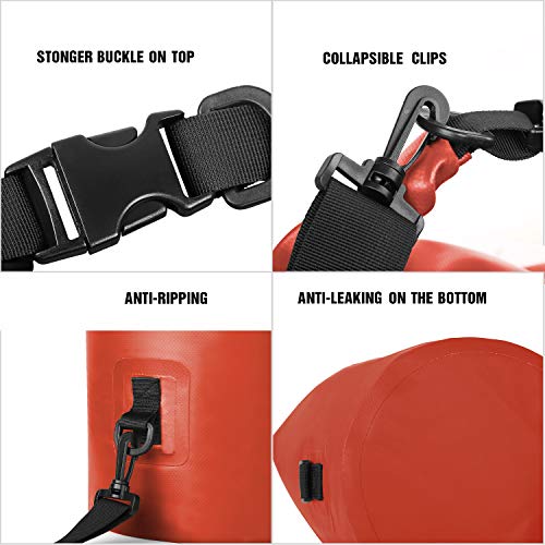 Unigear Dry Bag Waterproof, 2L/5L/10L/20L/30L/40L Floating and Lightweight Bags for Kayaking, Boating, Fishing, Swimming and Camping with Waterproof Phone Case - color: Orange, size: 10L