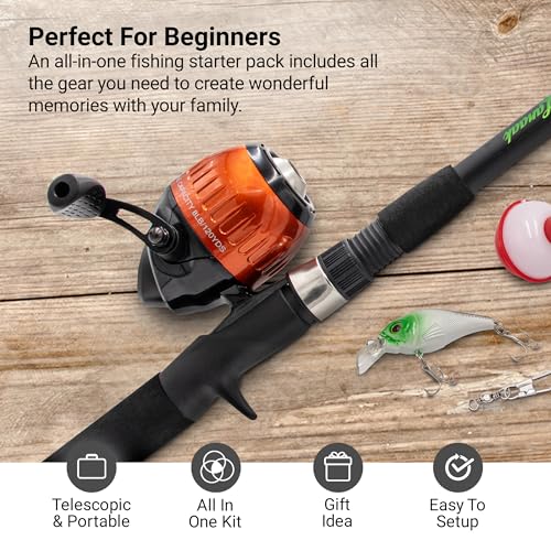 Lanaak Kids Fishing Pole, Kids Portable Telescopic Fishing Rod Set, Tackle Box and Fishing Net Combo Kit, Kids Fishing Gear for Boys and Girls Age 5-10 and Youth - color: Black Rod, size: 1.2m or 3.9FT