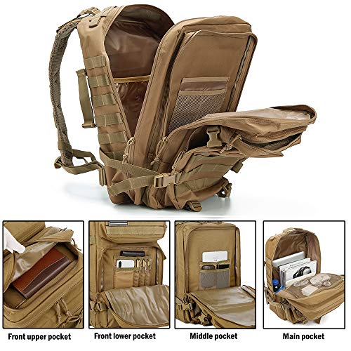 QT&QY 45L Military Tactical Backpacks Molle Army Assault Pack 3 Day Bug Out Bag Hiking Treeking Rucksack… - color: 1.3 Green