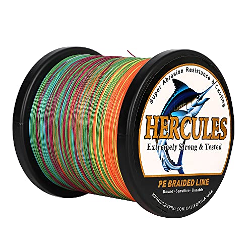 HERCULES Braided Fishing Line 12 Strands, 100-2000m 109-2196 Yards Braid Fish Line, 10lbs-420lbs Test PE Lines for Saltwater Freshwater - color: Multicolor - 12 Strands, size: 20lbs - 100m - 0.20mm