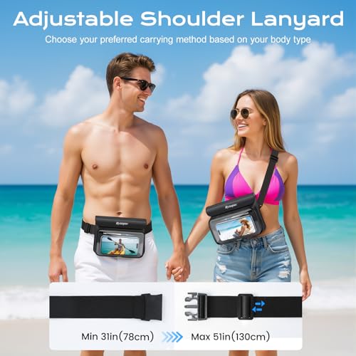 IPX8 Waterproof Fanny Pack, [Up to 8.5"] Waist Bag for Women, Floating Phone Pouch Dry Bag for iPhone 17 16 15 Pro Max, Passport, Wallet, Card, Travel Beach Kayaking Boating Essentials, 2 Pack - color: Pink + Green