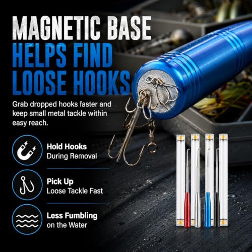 4PCS Fish Hook Remover Tool – Stainless Steel Fishing Hook Remover, Quick Removal Extractor with Storage Tube, Essential Fishing Gear and Equipment for Anglers