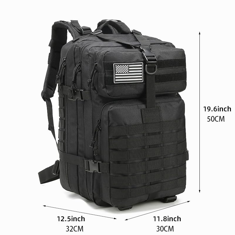 Tactical Backpack for Men, 45L Military Gym Backpacks, Large 3-Day Assault Pack Bug Out Bag MOLLE Daypack for Rucking Fishing Camping (Grey Camo) - color: Grey Camo