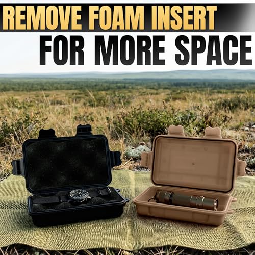 2 Pcs Small Waterproof Box – Compact Size, Lightweight, Easy Carry Geocache Containers 4.92x2.95x1.53", Tether Loops, Foam Padding – Small Hard Case with Foam for Hiking, Travel, Camp & Fishing Gear