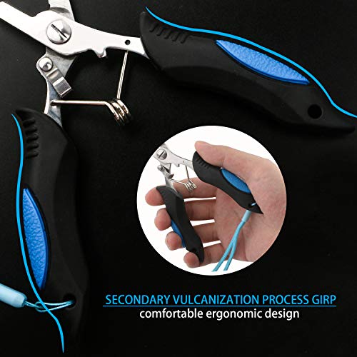 mouhike Fishing Pliers Long Nose Stainless Steel Fish Hook Remover Braid Cutters Split Ring Fish Pliers with Lanyard Fish Holder Ice Fly Fishing Gear Freshwater Saltwater Fishermen Gift