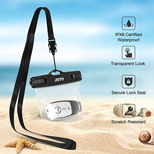 JOTO 2 Pack Waterproof Car Key FOB Case with Lanyard for Swimming Surfing, Small Waterproof Wallet Dry Bag for Money Credit ID Card Cash Coins -Black - color: Black