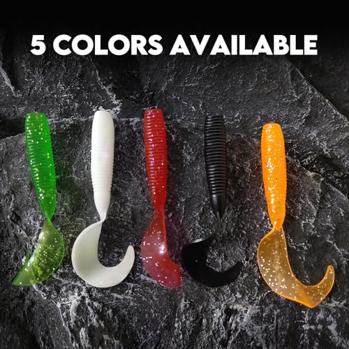Eupheng Twist Tail Swimbait Fishing Lure, 2.3in/2.7in/4in/5.5in 100PCS Grub Saltwater Fishing Soft Bait Trailer for Bass Crappie Fishing - size: 4in(10cm)-10PCS-Orange