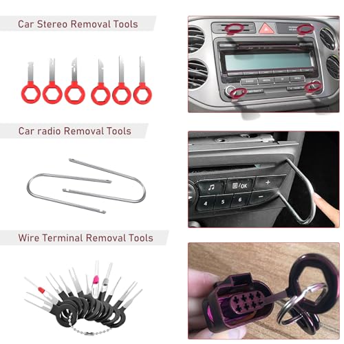 GLK 248pcs Trim Removal Tool, Pry Tool, Door Panel Removal Tool Kit | Fasteners Remove Tool with Car Retainer Bumper Clips, Automotive Hook Set, red - color: Red