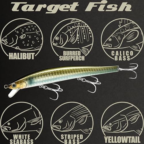 Lucky Craft FlashMinnow 125 YAWARA Saltwater Fishing Lure, Jerkbait for Halibut and Sea Bass, Long Casting Fishing Gear, Slow Sinking 5in 0.7oz, Tackle Box and Fish Accessories - color: 7357 Anchovy Venus, size: 125F, style: No Scales
