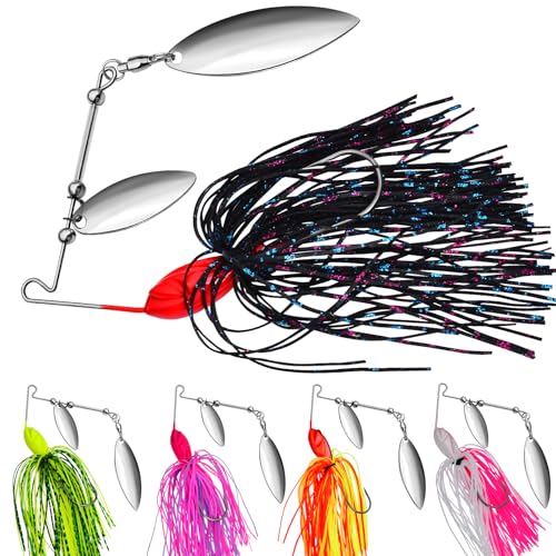 Spinnerbait Fishing Lure, Hard Metal Jig Spinner Baits Kits Swimbait for Bass Trout Pike Salmon Walleye Freshwater Saltwater 5pcs/Pack - color: Spinnerbait 5pcs/set 3, size: 3/8oz