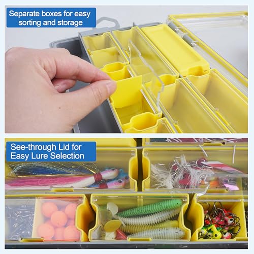 Waterproof Fishing Tackle Box, XC49/XC50 Deep Tackle Trays Fishing Plastic Box Organizer with Adjustable Dividers Transparent Fishing Gear & Accessories Storage Box for Saltwater Freshwater Fishing - style: XC-50 (10.83"x7.19"x7.15")-1pc