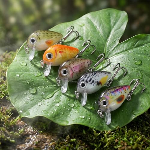 5 Pcs Mini Fishing Lures Hard Baits Hooks Micro Fishing Lures Crankbaits Baits Topwater for Freshwater and Saltwater - style: Style 2