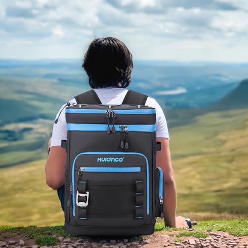 Hulongo Large Waterproof Insulated Cooler Backpack for Men & Women, Leak Proof Cooler Backpack for Camping, Beach, Fishing, Picnic, Travel, Outdoor, 30L, 48Cans - color: black