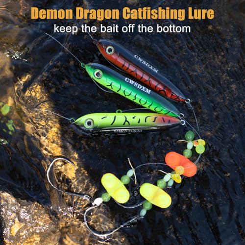 Catfish Float Rig Demon Dragon Style Rattling Line Float Propeller and Circle Hooks 6/0 8/0 for Santee Cooper Rig Catfishing Tackle - color: 8/0 Hook Catfish Rig - 6 PCS
