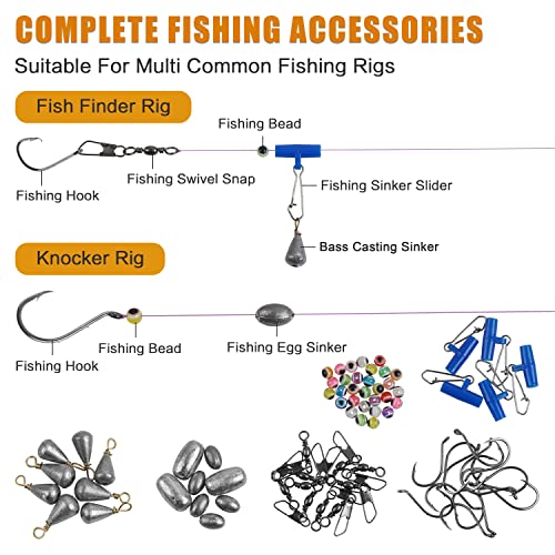 Fishing Accessories Kit - 258pc Tackle Box with Hooks, Bobbers, Weights & Swivels for Bass, Crappie & More