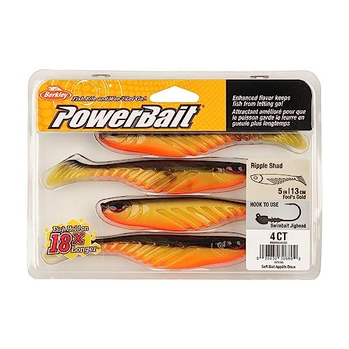 Berkley PowerBait Ripple Shad Fishing Soft Bait - color: Fool's Gold, size: 5"