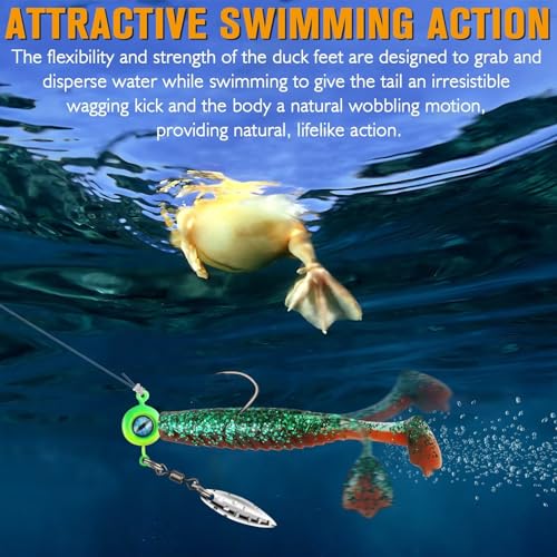 Dovesun Crappie Lures Kit Soft Plastic Baits Paddle Tail Swimbaits Fishing Soft Plastic Lures Crappie Walleye Trout Bass Fishing Baits 60pcs/75pcs - color: Duck Feet-2in-60pcs