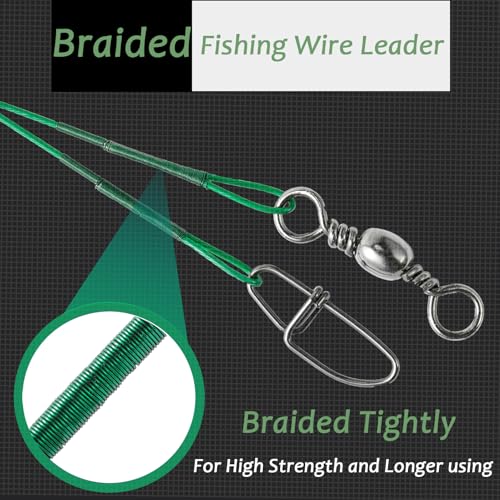 QISHUO Wire Stainless Fishing Leader Saltwater Freshwater Line Fishing Leaders Steel Snap Rigs Wire Leader Lure Black Nickel - size: Size #3 (9.8in-40lb) 30pcs