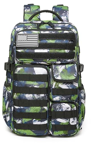 Wotony Tactical Backpack - Military waterproof backpack with multiple pockets and tactical gear for the outdoors (Green Leaf, 30L) - color: Green Leaf, size: 30L