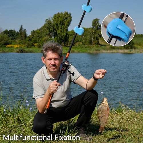 8-Piece Multifunctional Telescopic Rod Clip | Auto Fixed Fishing Pole Holder with Elastic Strap for Various Size Poles