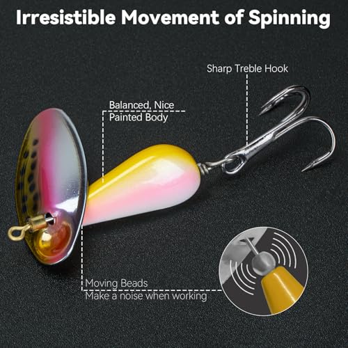 QualyQualy Trout Lures Fishing Spinnerbaits 5pcs Brass Hard Metal Spinner Trout Baits Fishing Lure for Perch Freshwater Saltwater Lake River - color: #B, size: 1/6 oz