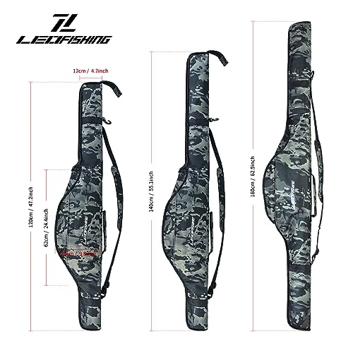 LEOFISHING Portable Folding Fishing Pole Bag 3.94ft/4.59ft/5.25ft Fishing Rod and Reel Protective Case Fishing Tackle Storage Bags Carry Organizer Outdoor for Fishing 3 Size - size: Big(160cm/5.25ft)