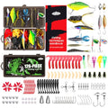 FONMANG Fishing Lures - Tackle Box with Tackle Included, Fishing Kit with VIBs, Frogs, Minnows, Soft Baits, Hooks & Weights Accessories, Freshwater Lure Kit for Bass Walleye Trout - color: F1-126pcs All-in-One