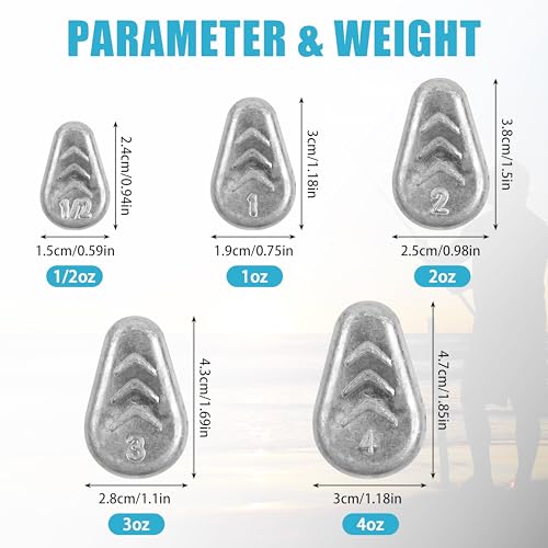 No Roll Sinker Fishing Weights Sinkers, Catfish Sinkers Flat Inline Sinkers Weights No Snag Slip Sinkers Saltwater Surf Fishing Weights Gear Tackle Fishing Weights Sinkers for Catfishing Rigs - style: 3oz-5pcs