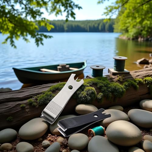 2 Pcs Fishing Line Cutter Nipper with Hook Eye Cleaner Pin Stainless Steel Scissors Cutting Tool Fishing Tool Fishing Line Cutter Nipper with Hook Eye Cleaner Pin Multi Functional Accessories