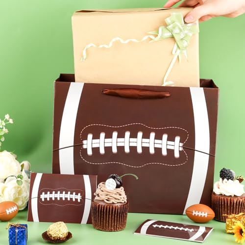 Hooqict Large Football Gift Bag with Tissue Paper and Greeting Card Football Birthday Party Gift Wrapping Bag for Boys Men Sport Themed Goodie Treat Party Favors Gift Bag - color: Football