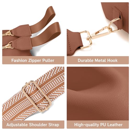oscaurt Leather Crossbody Bag Bum Bag for Women Large Sling Bag Cross Body Purse Shoulder Handbag Fanny Pack - color: Brown, size: Large