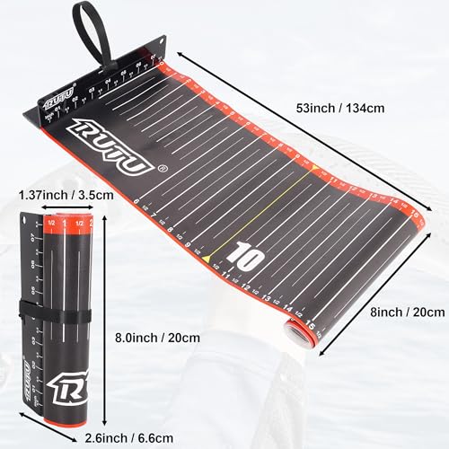 RUTU 53-Inch Fishing Scroll Tape Measure, with 8-Inch Imperial Scale Measuring Board, Fishing Measuring Ruler Tool, Foldable, Waterproof, Suitable for Boats, Kayaks, Rafts and Outdoor Fishing - size: 53X8in