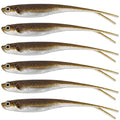Dr.Fish Soft Plastic Baits, Fork Tail Soft Jerkbait Minnow Lures, 3 to 4-3/4 Inches Soft Swimbaits Jerk Shad Baits Crappie Bass Fishing Lures - color: Brown, size: 3"-6 Pack