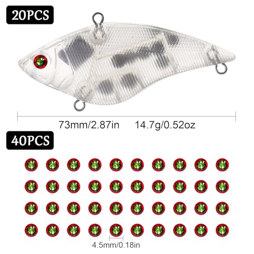 20pcs/25pcs Fishing Blanks Lures Kit Fishing Topwater Unpainted Swimbait Unpainted Crankbaits Hard Baits DIY Lure for Bass Salmon Trout Saltwater and Freshwater - color: 20PCS 2.87″/0.52oz