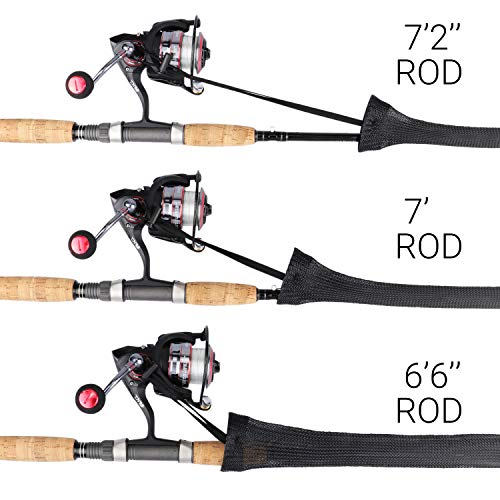 RUNCL Fishing Rod Sleeves & Reel Bags, Spinning/Casting Rod Socks & Spinning/Baitcasting Reel Covers - Protection Solution, Space Saver, Perfect Storage - Fishing Pole Sleeves & Reel Pouch (2 Pack) - color: Spinning Rod Sleeves*2pcs,(Black)