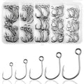 Inline Single Hooks Kits,50/100 Pieces Single Replacement Hooks for Lure Plugs Baits High Carbon Steel Inline Circle Hooks Large Eyes Saltwater&Freshwater - color: 100pcs Kit