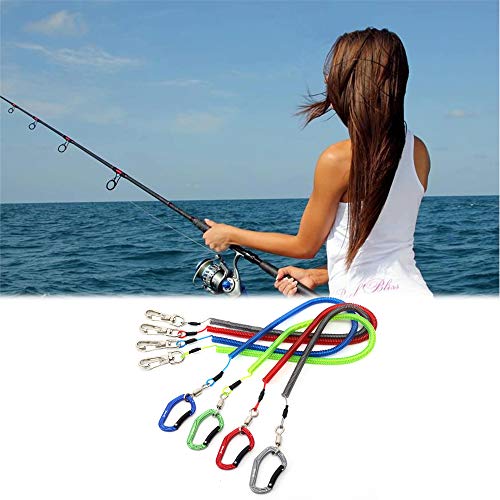 HERCULES M4 Fishing Lanyard, Fishing Pole Tether, Kayak Paddle Leash, Heavy Duty Retractable Coiled Lanyard for Fishing, Rods, Pliers, Boating, Paddles, Kayak - color: Pack of 2 Green, 17.7" Plus