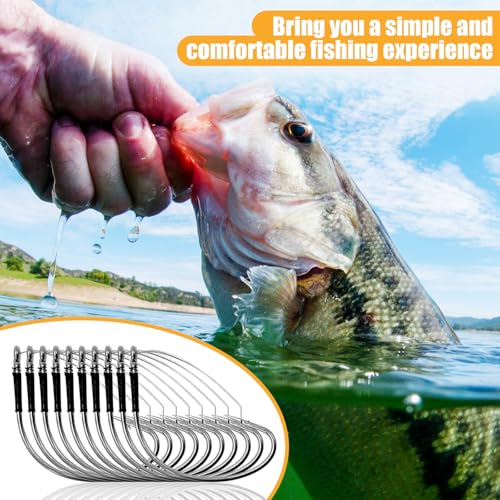 YOTO 50PCS Weedless Wacky Worm Hooks - Wide Gap Rig Fishing Hooks, Carbon Steel Bass Fishing Hooks for Soft Worm Baits