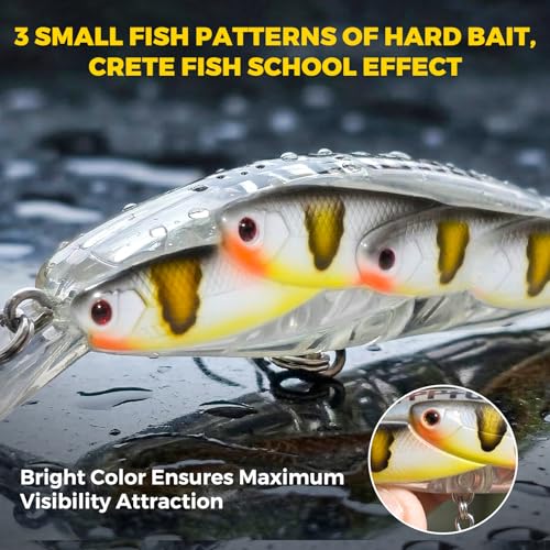 Fishing Lures Minnow Fishing Jerkbait Hard Bait, Noisy Wiggling and Vibrating Actions for More Bites, Deep Diving Swimbait Hard JerkBaits for Bass Pike Trout Walleye Freshwater Saltwater - color: Combination B