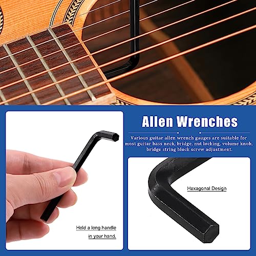 Glarks 13Pcs Professional Guitar Allen Wrenches with Pocket Truss Rod Hex Box Wrenches and Ball End Truss Rod Wrenches Kit, Guitar Repair Tool Kit for Guitar Bass Neck Truss Rod Adjustment