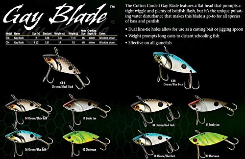 Cotton Cordell Gay Blade Spinner-Bait Fishing Lure - Great as a Casting Bait or Jigging Spoon - color: Chrome Blue Back, size: 2"