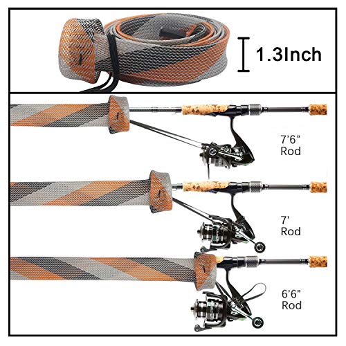 Fishing Rod Cover - 4 Pack Rod Sleeve Socks with Lanyard for Fly, Spinning, Casting, Sea Fishing - color: Orange*1, Gray*1, Gray & Orange*1, Multicolor*1