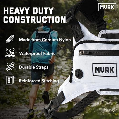 MVRK Water Resistant Running Vest Chest Pack, Phone Holder for Running, Lightweight Training Pack with Reflective Detail - color: White