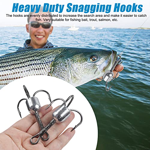 Snagging Weighted Treble Hooks, 5pcs Snagging Hooks Large Weighted Fishing Hooks Saltwater Treble Bunker Snag Hook for Tuna Swordfish Striper Halibut Trolling 5/0 6/0 8/0 10/0 - size: 8/0-1.5oz-5pcs