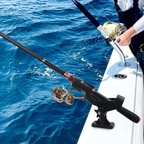 Fishing Rod Holder for Boat Adjustable 360° Rotation Hands-Free Fishing Pole Rod Racks No-Drill Rail Mount Rod Holders for Multi-Rod Setup Kayak, Pontoon, Boat Fishing - color: RH50 Multi-Positional Mounting 2pcs