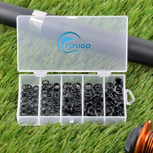 Fishing Split Rings Kit,200pcs Stainless Steel Split Rings Heavy Duty Wire Fishing Rings Fishing Lure Rings Saltwater Fishing Lure Connectors Round Solid Rings for Jigging Trolling - color: 200pcs Black Rings Kit