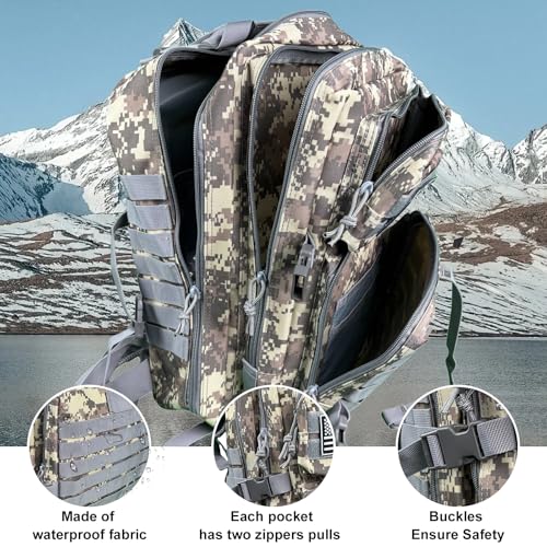 50L Large Military Tactical Backpack Molle Army Assault Pack for Travel Camping Hiking Fishing Backpack for men (ACU camo) - color: Acu Camo