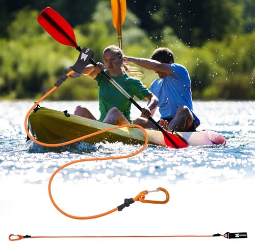 Kayak Paddle Leash, Paddle Leash Lightweight Coiled Kayak Rod Leashes for SUP Kayaking Canoing Fishing Boating - color: Orange - 4 Pack